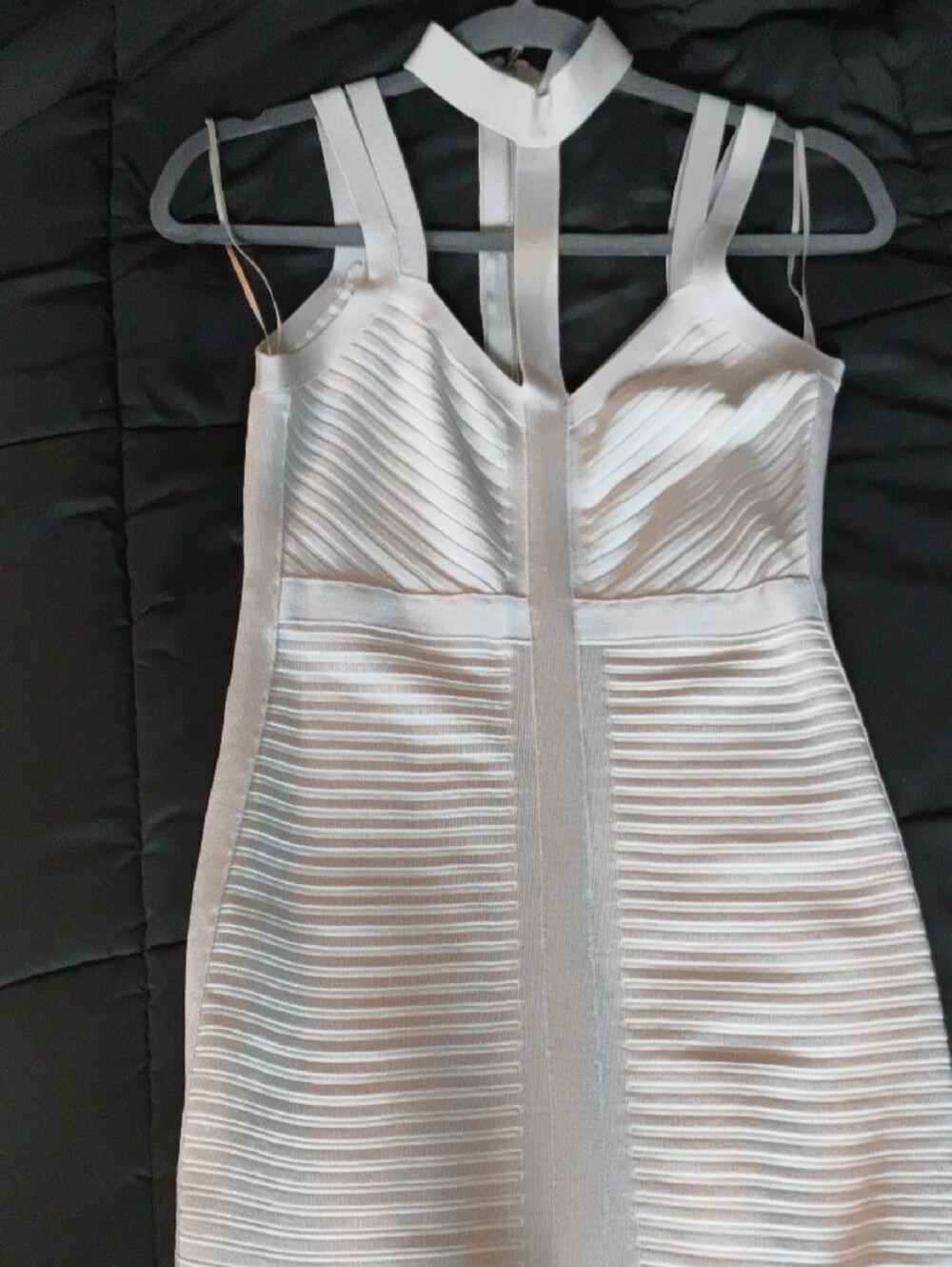 Guess 🩶 Pale Gray Ribbed Knit Bodycon Dress S